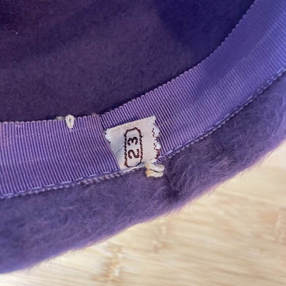 Vintage Mystere Purple Violet Imported Fur Hat Veil Netting Crystals Size 23 - Picture 7 of 9